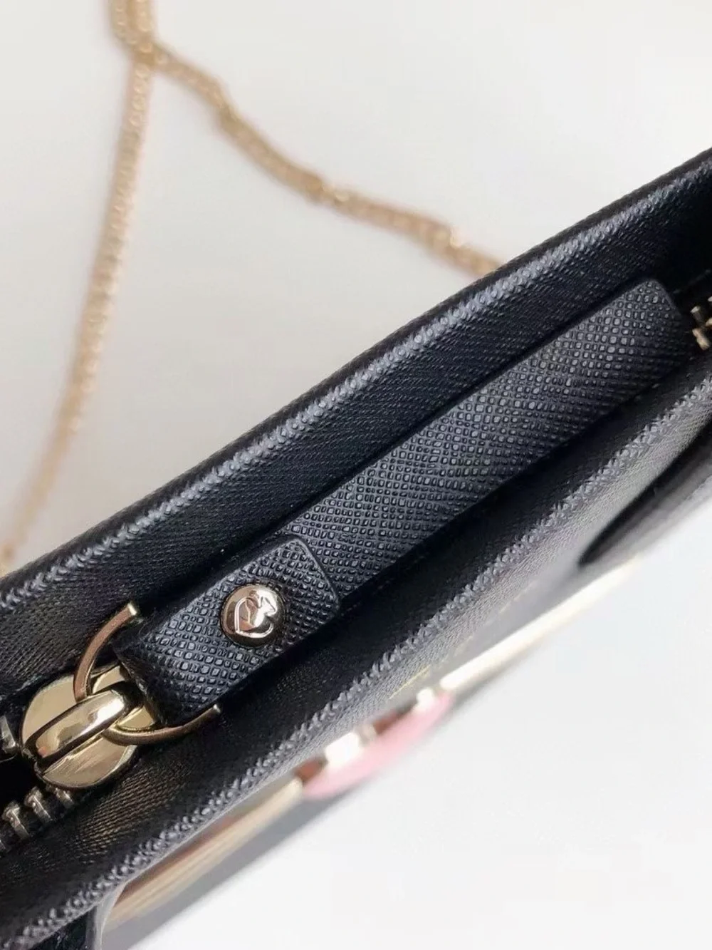 kate spade Black Crossbody Bag with Pink Bunny Accents